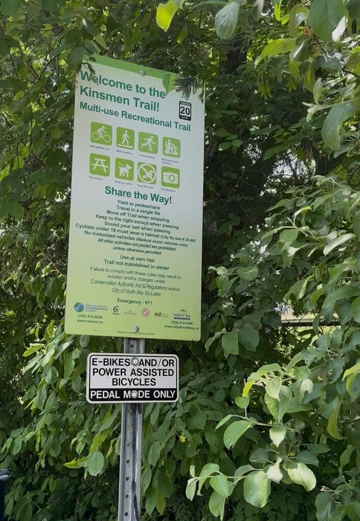 Kinsmen Trail Eco Path North Bay Sign