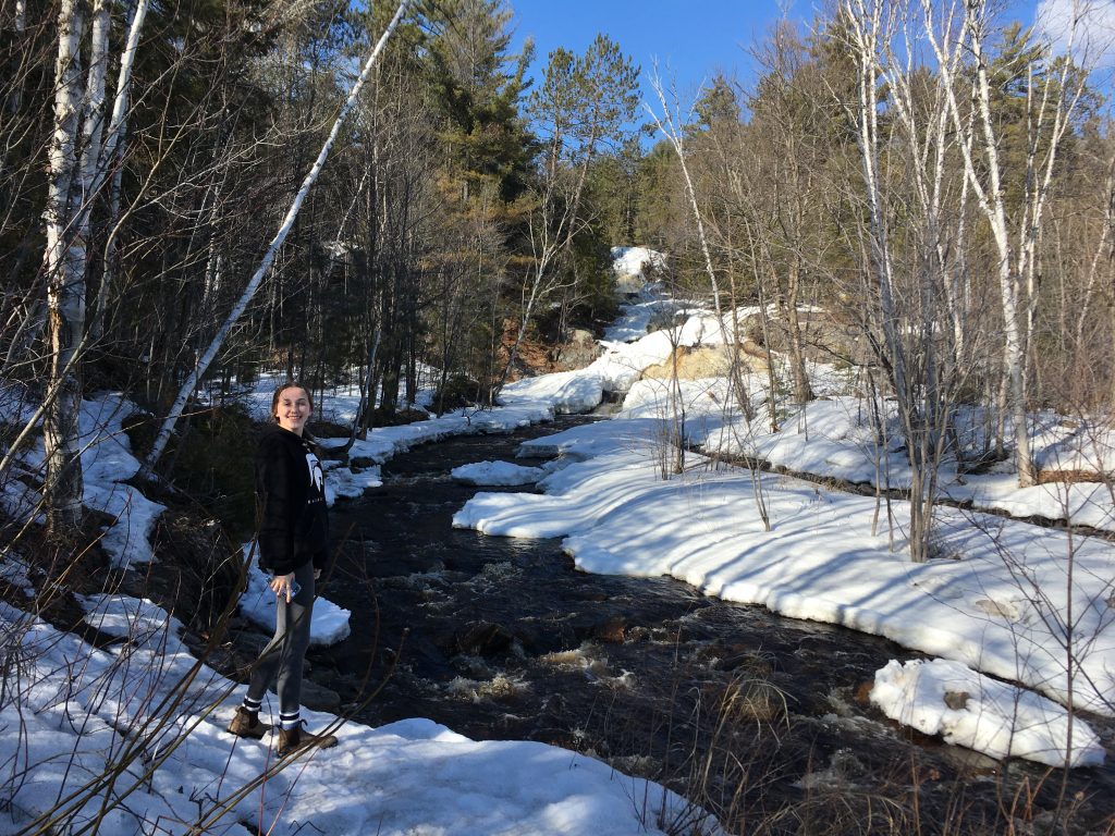 Girl viewing Duchesnay Falls