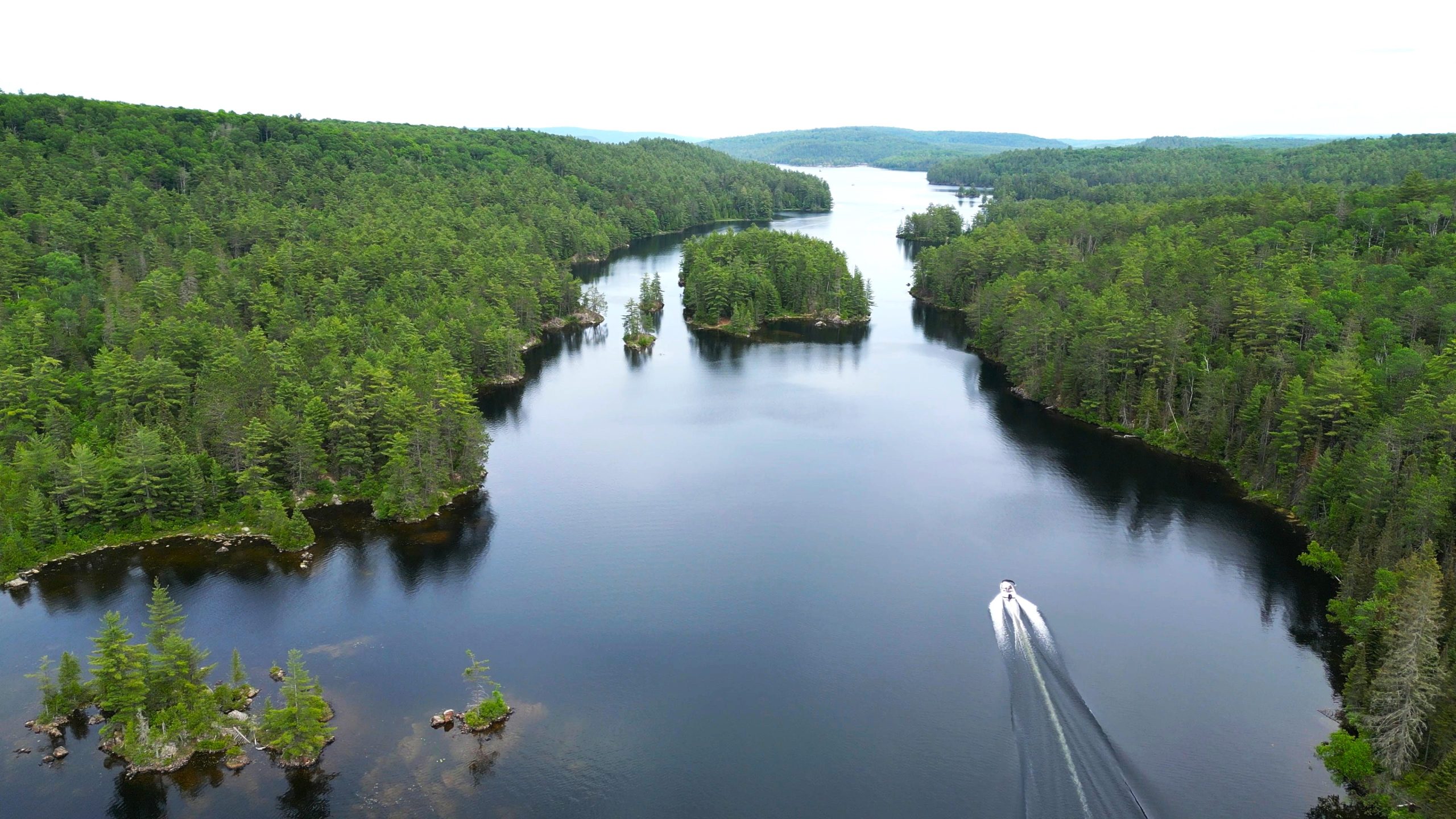 Heading into Turtle Lake from Trout Lake - Mattawa River System boating north bay