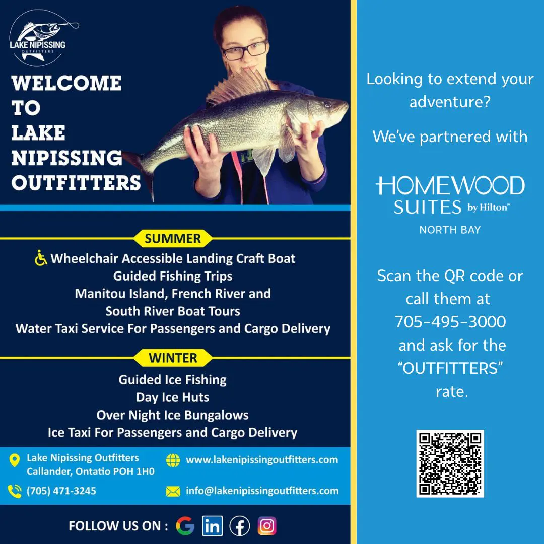 Lake Nipissing Outfitters (1080 x 1080 px) (2) Fishing North Bay Stay and Play Promotion